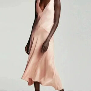 NEW FRAME Pink Clay Satin Sleeveless Maxi Slip Dress